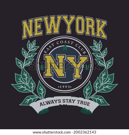 Vintage college style typography New York slogan print - Retro varsity text for tee - t shirt - Vector