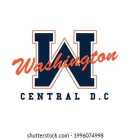 Vintage college style typography Washington slogan print - Retro varsity text for tee - t shirt - Vector