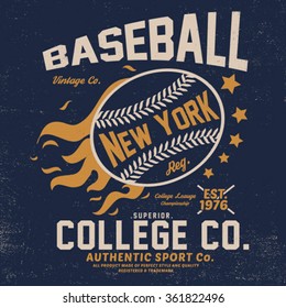 vintage college tee print design