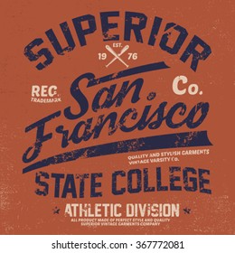 vintage college tee print design