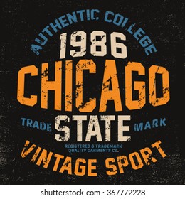 vintage college tee print design
