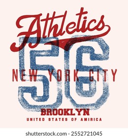 vintage College Text. Nova Iorque. Fonte para atletismo. Brooklyn Estados Unidos da América. design de impressão. Gráfico vetorial. textos esportivos imprimir em camisa. design vetorial