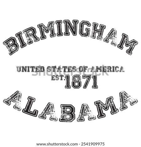 vintage college varsity alabama's birmingham city slogan emblem print with grunge effect for graphic tee t shirt or sweatshirt - vector