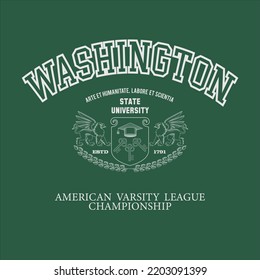 Marca vintage de la universidad california washington estampilla con efecto grunge para camiseta gráfica o sudadera - Vector