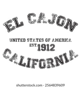 vintage college varsity california's el cajon city slogan emblem print with grunge effect for graphic tee t shirt or sweatshirt - vector