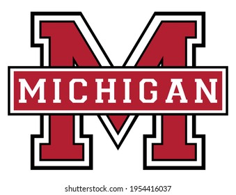 Vintage college varsity font typography michigan text vector print for man woman tee - t shirt and sweatshirt