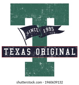 Vintage college varsity font typography Texas slogan vector print for man woman tee - t shirt and sweatshirt