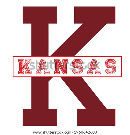 Vintage college varsity font typography Kansas slogan vector print for man woman tee - t shirt and sweatshirt