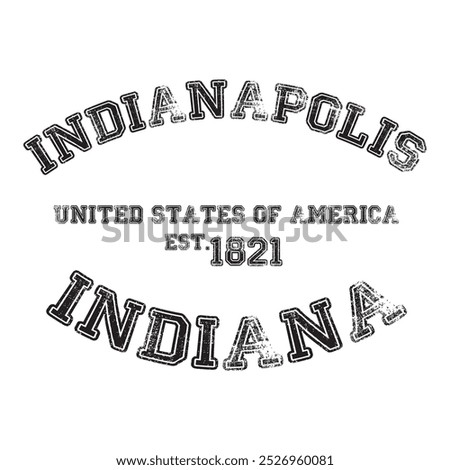 vintage college varsity indiana indianapolis city slogan emblem print with grunge effect for graphic tee t shirt or sweatshirt - vector