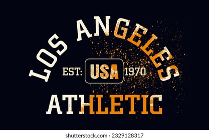 vintage college varsity los angeles slogan grunge, athletic typography, los angeles typography slogan print, athletic slogan print with grunge Effect for t shirt