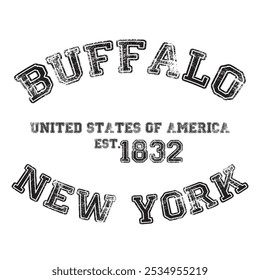 vintage college varsity new york buffalo city slogan emblem print with grunge effect for graphic tee t shirt or sweatshirt - vector