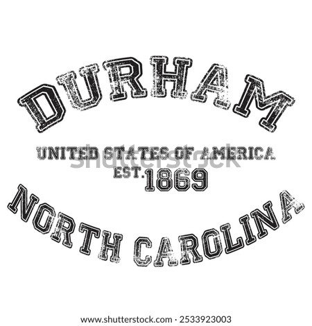 vintage college varsity north carolina durham city slogan emblem print with grunge effect for graphic tee t shirt or sweatshirt - vector