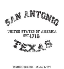 Vintage college varsity san antonio texas city slogan emblem print with grunge effect for graphic tee t shirt or sweatshirt - Vector