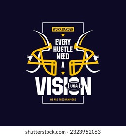 Vintage college varsity slogan print with american football team league helmet illustration for graphic tee t shirt or swaetshirt