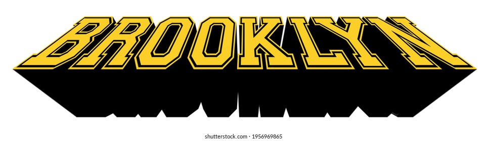 Vintage college varsity typography brooklyn text print with 3d effect for man - woman tee t shirt or sticker - Vector