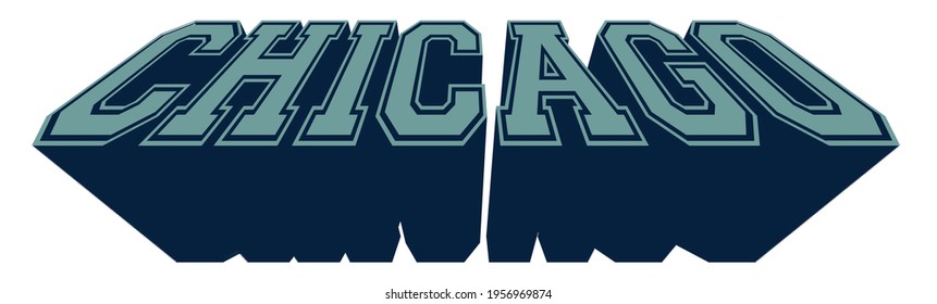 Vintage college varsity typography chicago text print with 3d effect for man - woman tee t shirt or sticker - Vector