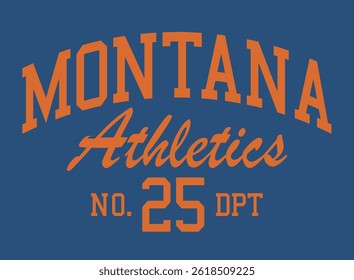 Tipografia universitária vintage do departamento de esportes do estado dos estados unidos da américa slogan impresso para camiseta de tee gráfica ou capuz de moletom - Vetor