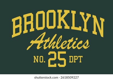 Vintage college varsity typography united states of america brooklyn new york state athletics sport department slogan print for graphic tee t shirt or sweatshirt hoodie - Vector