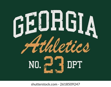 Vintage college varsity typography united states of america georgia state athletics sport department slogan print for graphic tee t shirt or sweatshirt hoodie - Vector