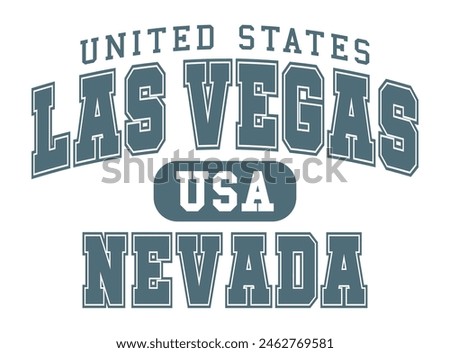 Vintage college varsity typography united states las vegas nevada city text slogan print with retro USA emblem for graphic tee t shirt or sweatshirt hoodie - Vector