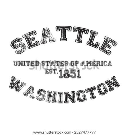 vintage college varsity washington seattle city slogan emblem print with grunge effect for graphic tee t shirt or sweatshirt - vector