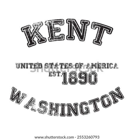 vintage college varsity washington's kent city slogan emblem print with grunge effect for graphic tee t shirt or sweatshirt - vector