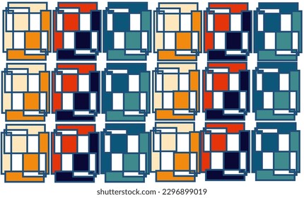 Color de color vintage fondo de bloque abstracto con cuadrados, estilo de repetición de patrón de bloque transparente, diseño de imagen repleto para diseño de impresión de tejido