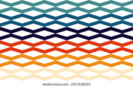 Vintage color arrow zigzag and diamond seamless geometric diamond net repeat pattern, replete image, design for fabric printing