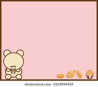 Vintage color background with bear  and bread for background note and texture concept 