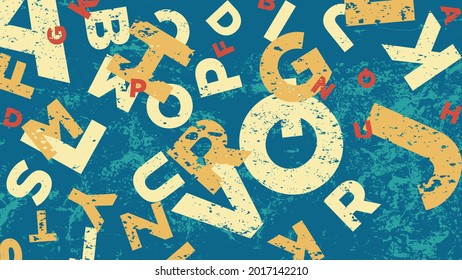 Vintage Color Background editable. The 70s and 80s glitch retro vibes style. Retro background with the alphabet. A retro vintage background for the seventies and Eighties banner or poster design