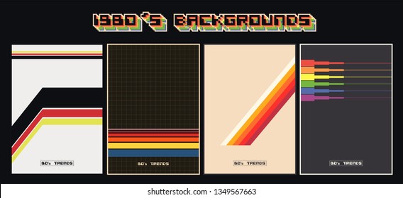 Vintage Color Backgrounds from the 1980's. Covers, Patterns Templates