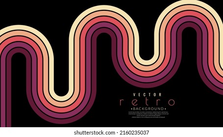 Vintage color backgrounds from the 70s. Abstract vintage stripe colorful rainbow. 1970s color wallpaper. Vector illustration. 