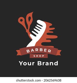 vintage color barber shop logo
