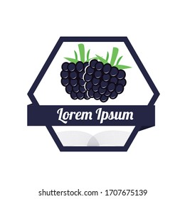 Vintage color blackberry illustration on white background.