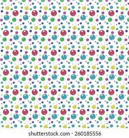 Vintage color bubbles seamless pattern, red, blue, pink, violet, yellow, green