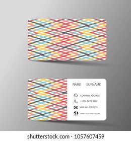Vintage color business card template design. Two sided on the gray background. Vector illustration EPS 10. 
