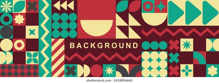 vintage color geometric abstract pattern Background design, Minimalist Geometric Pattern with Mid-Century Modern Aesthetic