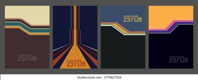 Vintage Color Lines Backgrounds 1970s Style, Poster, Cover Templates