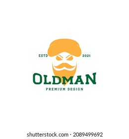 vintage color old man with beard and mustache culture logo symbol icon vector graphic design illustration idea creative 