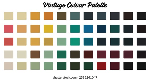 Vintage Color Palette Set with Retro and Classic Shades for Graphic Design, Branding, UI, Web, Fashion, and Creative Projects in Pastel and Earthy Tones