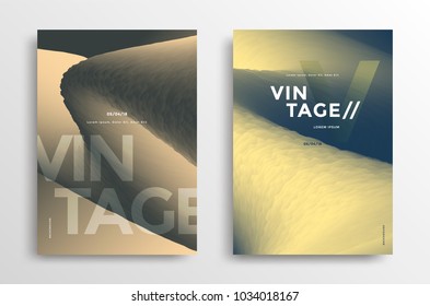 Vintage color poster wiht gradient wave shapes. Vector illustration