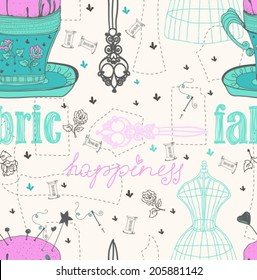 Vintage Color Seamless pattern - fashion and sewing, illustration, VECTOR