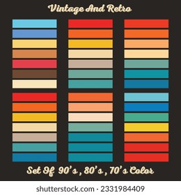 Vintage Color Set Vintage And Retro Color Set Of 70's 80's 90's T Shirt Design