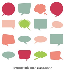 Vintage color speech bubbles set. Colorful text frames collection