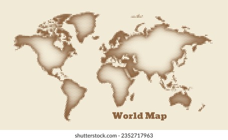vintage color world map in cartography style template design 