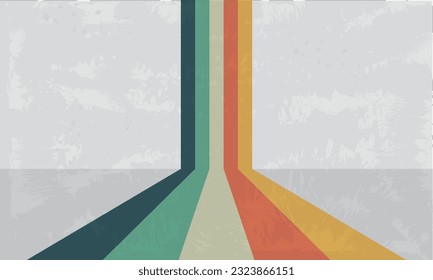Fondo de color vintage de los años 70. Fondo retro con líneas rectas, curvas, rayas o rayas en el medio. Ilustración vectorial.