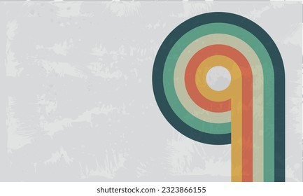 Fondo de color vintage de los años 70. Fondo retro con líneas rectas, curvas, rayas o rayas en el medio. Ilustración vectorial.