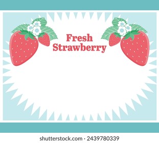 Vintage colored background material with copy space, with red strawberries arranged on the left and right.