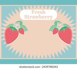 Vintage colored background material with red strawberries arranged on the left and right and brown copy space.