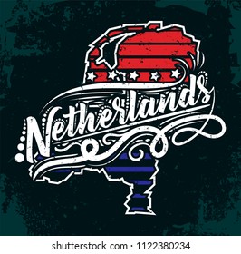 Vintage colored country label concept. Vector illustration design for t-shirt and printing.